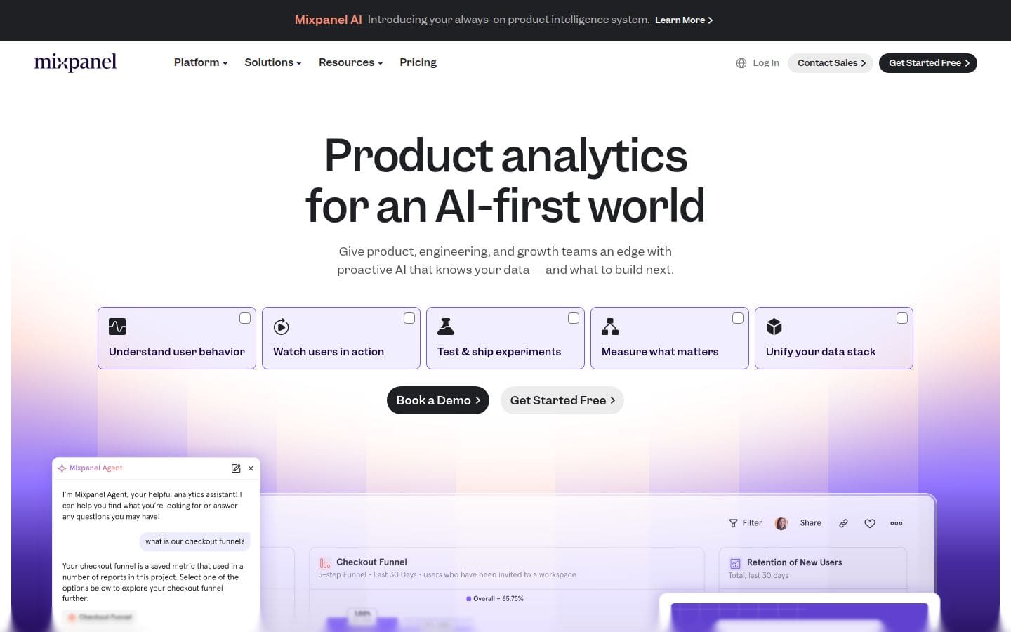 Mixpanel: AI Digital Analytics Platform for Product Teams PC表示