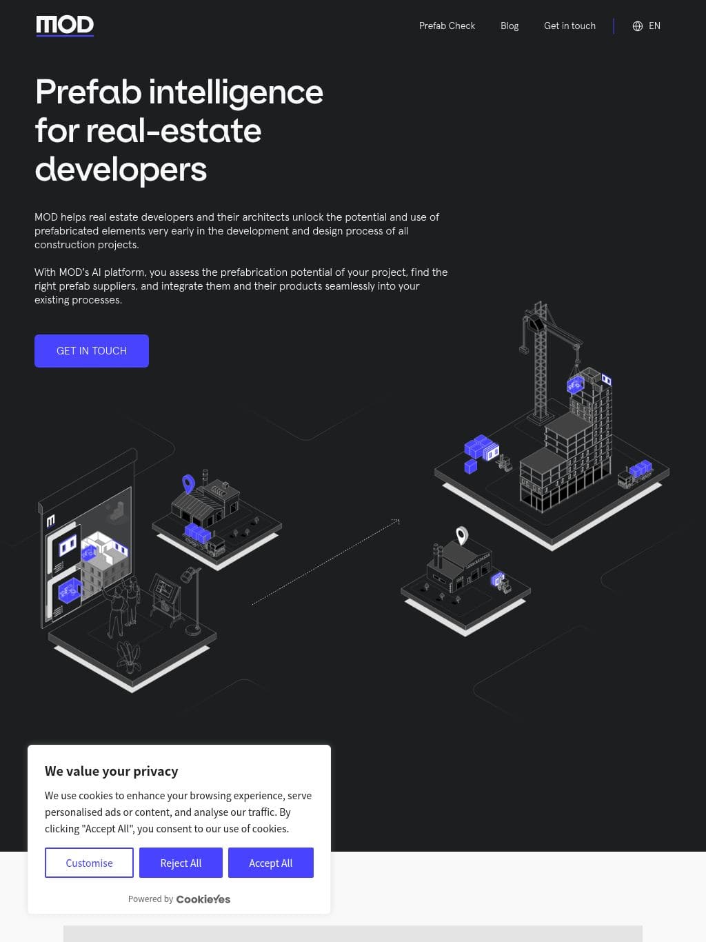 MOD: Prefab intelligence for real-estate developers タブレット表示