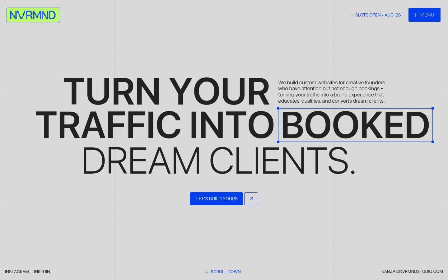 NVRMND Studio | Custom Websites for Creative Founders PC表示