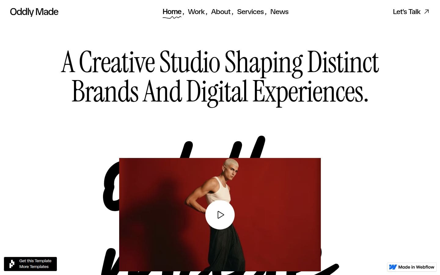 Oddly Made- Webflow HTML website template PC表示