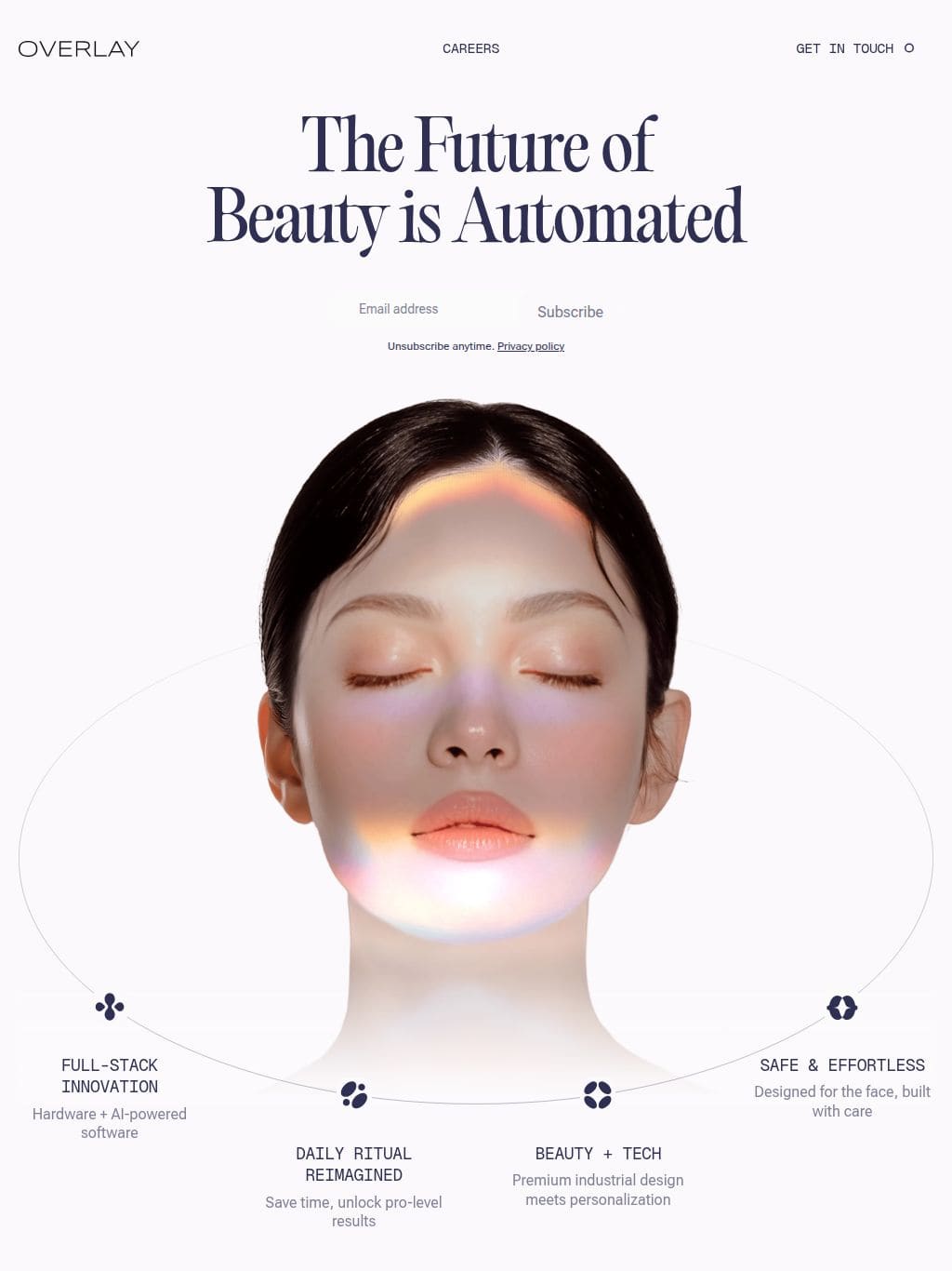 Overlay | The Future of Beauty is Automated タブレット表示