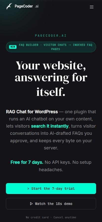 pagecoder.ai スマホ表示