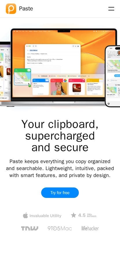 Paste – The Best Clipboard Manager for Mac, iPhone, and iPad スマホ表示