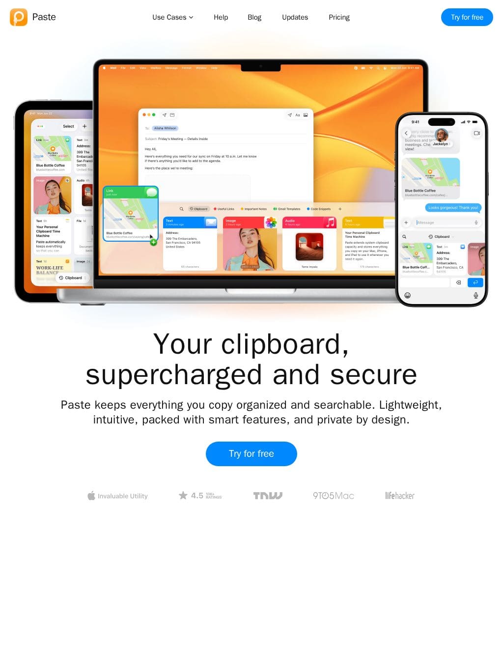 Paste – The Best Clipboard Manager for Mac, iPhone, and iPad タブレット表示