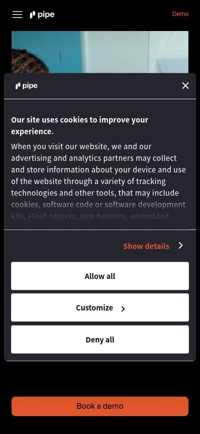Pipe | Embedded Financial Solutions スマホ表示