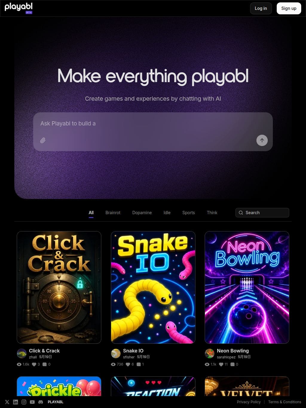 Playabl.ai タブレット表示