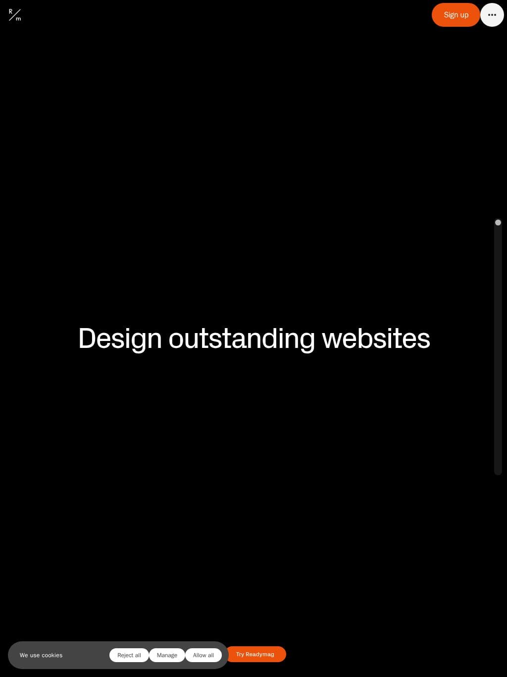 Readymag – the design tool for outstanding websites タブレット表示