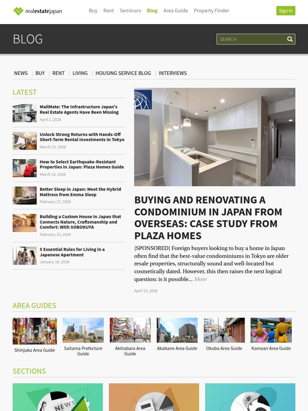 Real Estate Japan タブレット表示