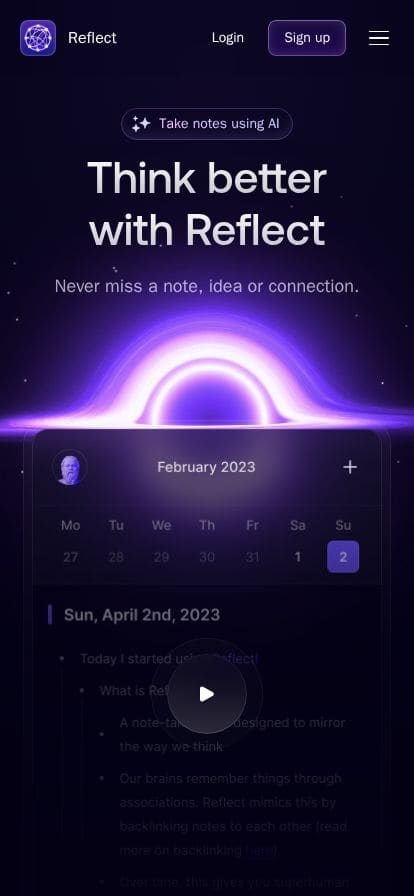 Reflect Notes スマホ表示