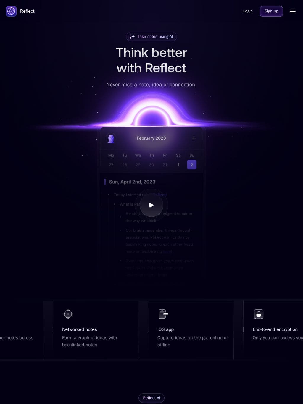 Reflect Notes タブレット表示