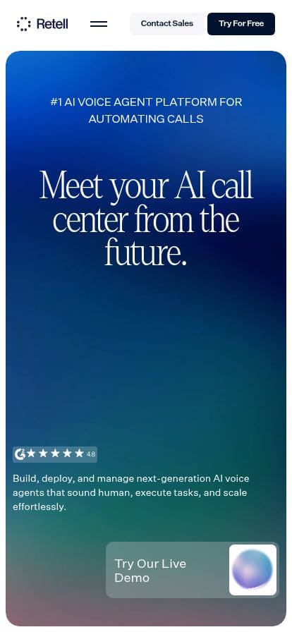 Retell AI スマホ表示