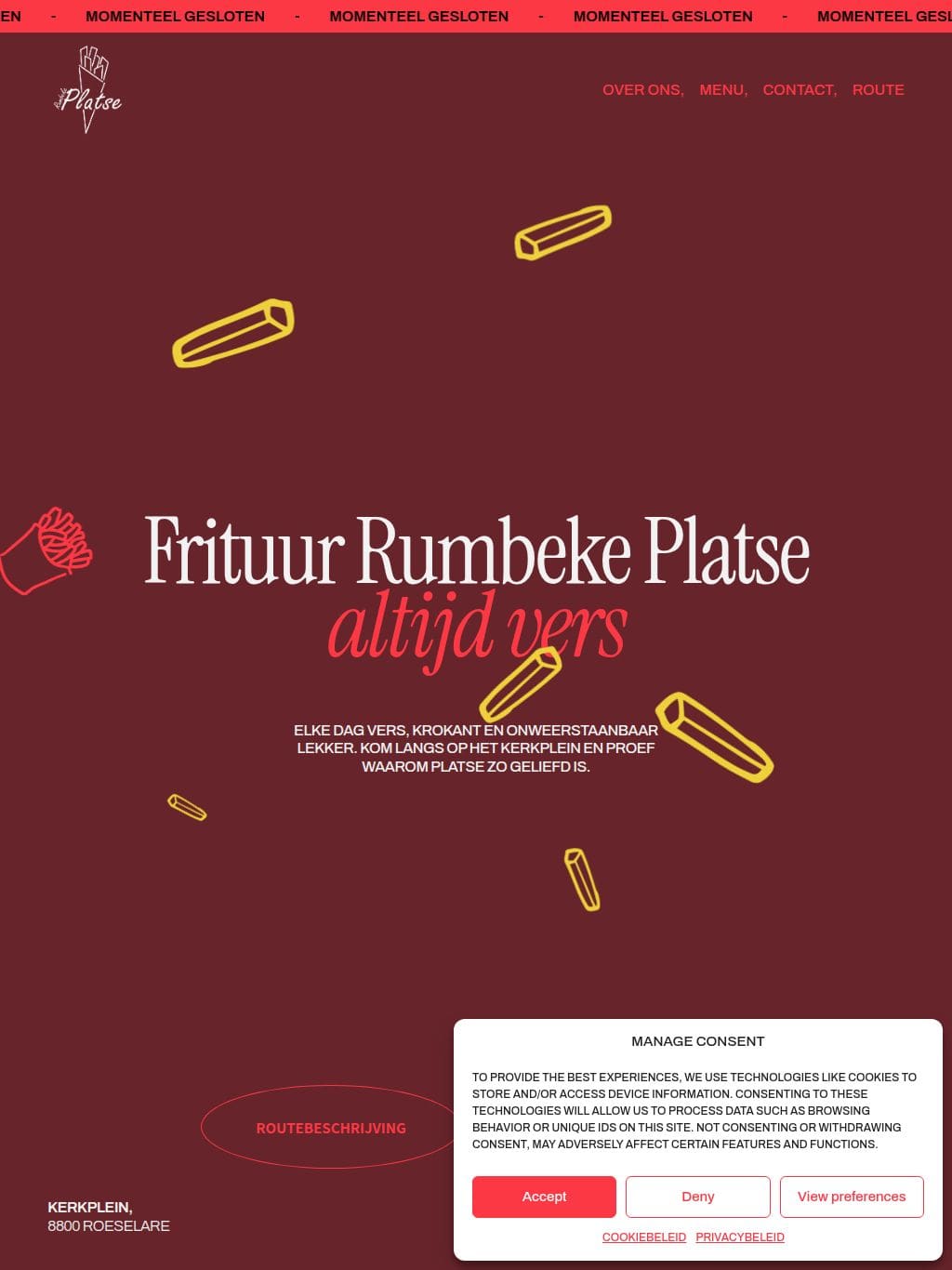 Frituur Platse タブレット表示