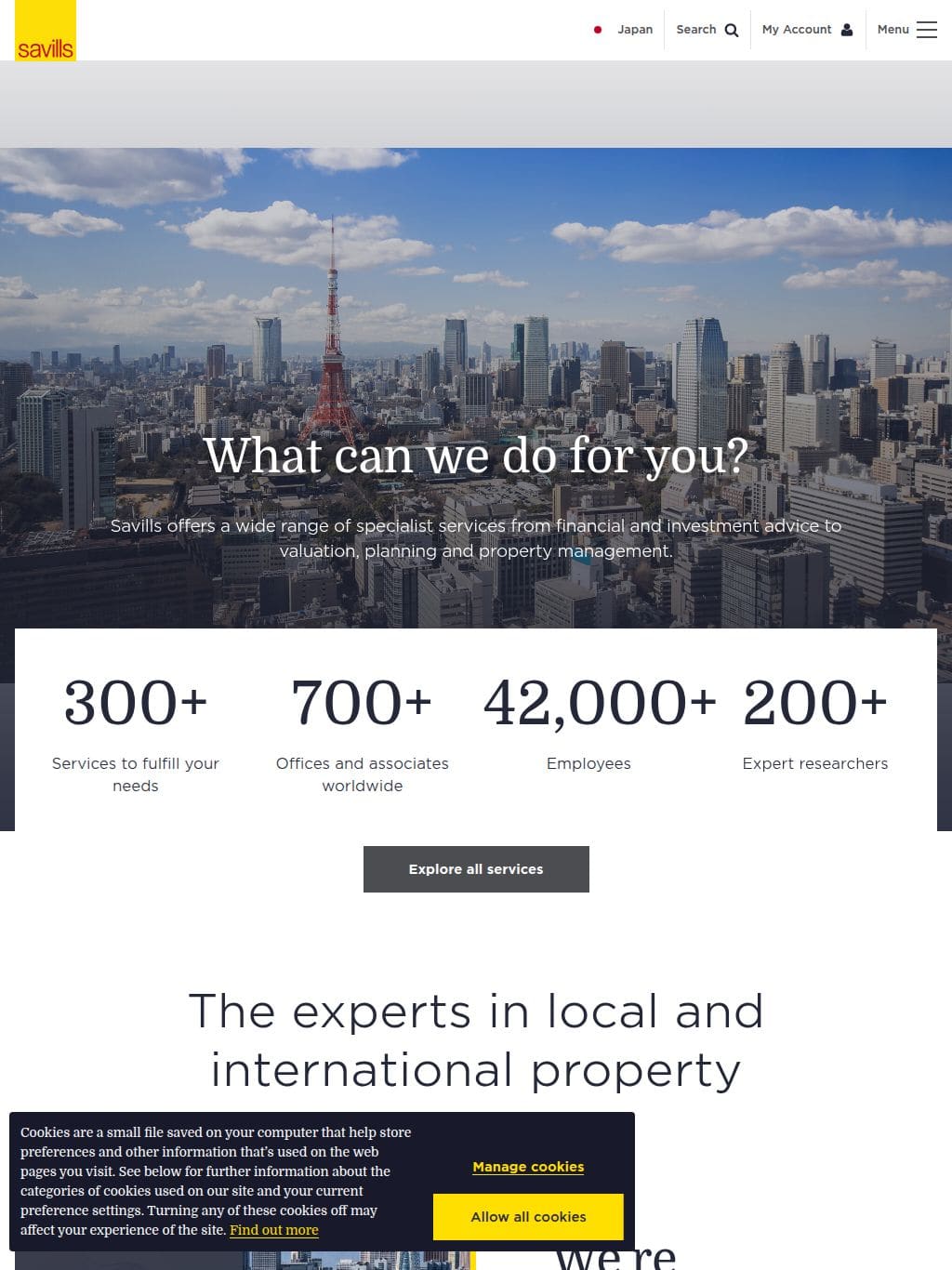 Savills Japan タブレット表示