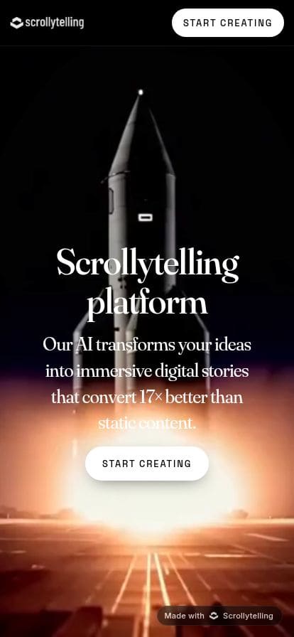 Scrollytelling platform — immersive stories built with AI スマホ表示