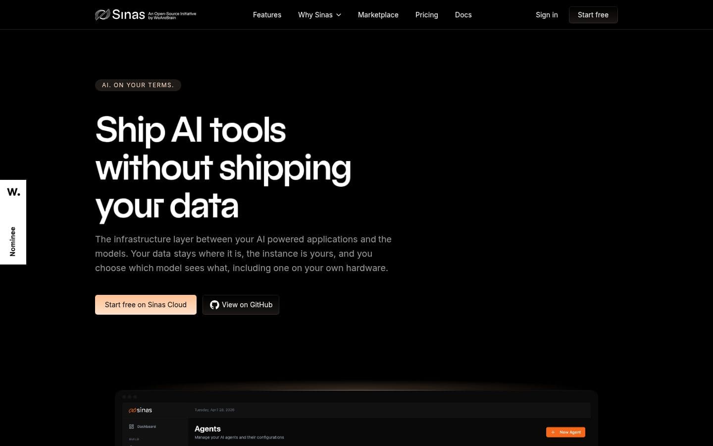 Sinas | The Open-Source Infrastructure for AI Apps PC表示