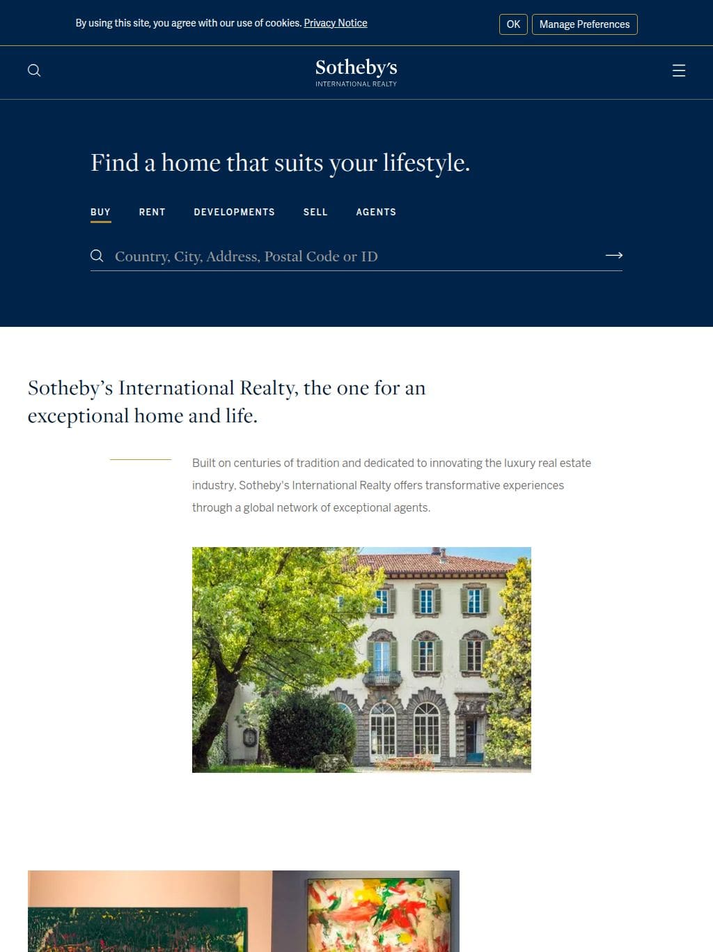Sotheby's International Realty タブレット表示