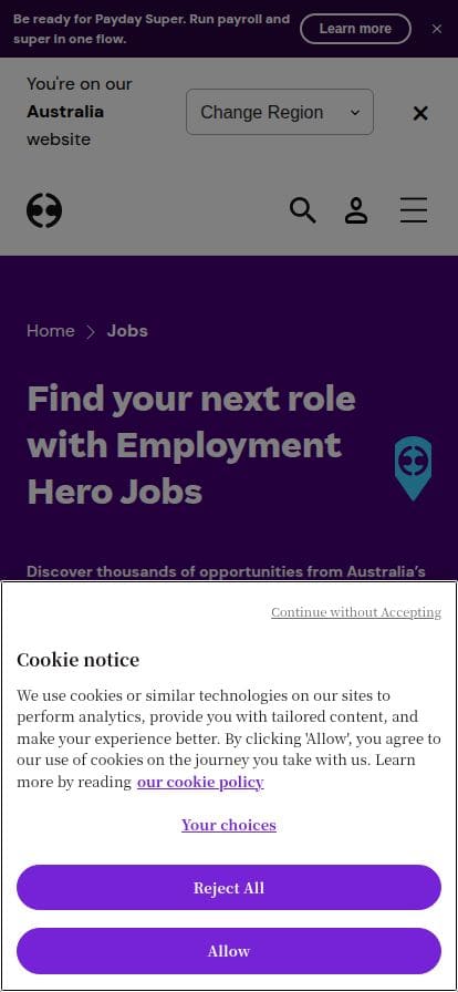 Employment Hero スマホ表示