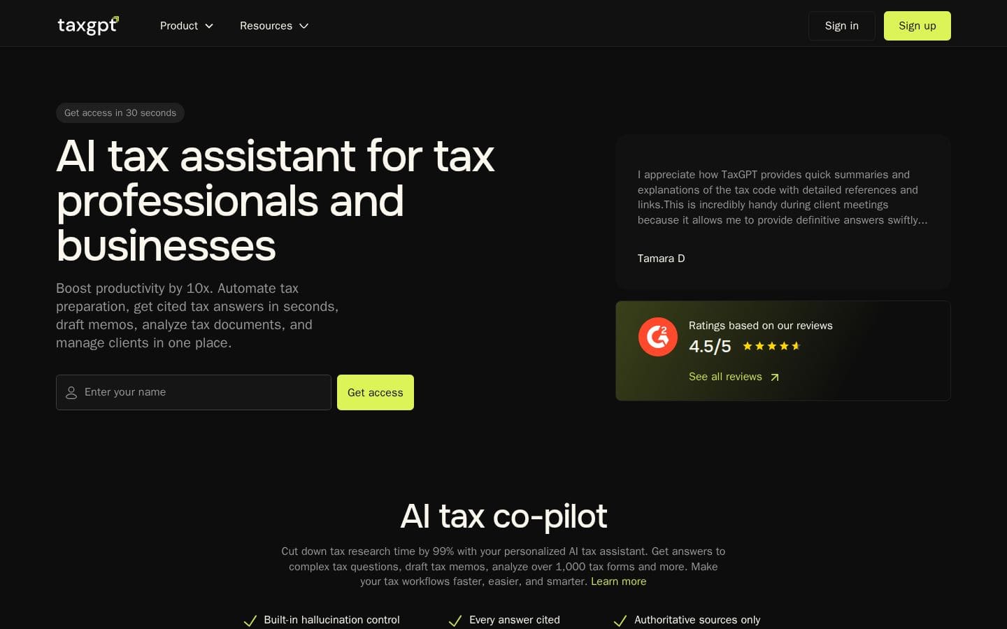 TaxGPT PC表示