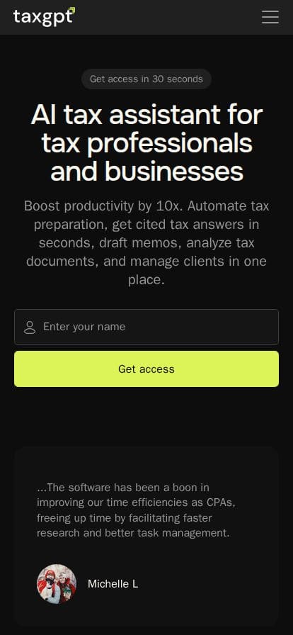 TaxGPT スマホ表示