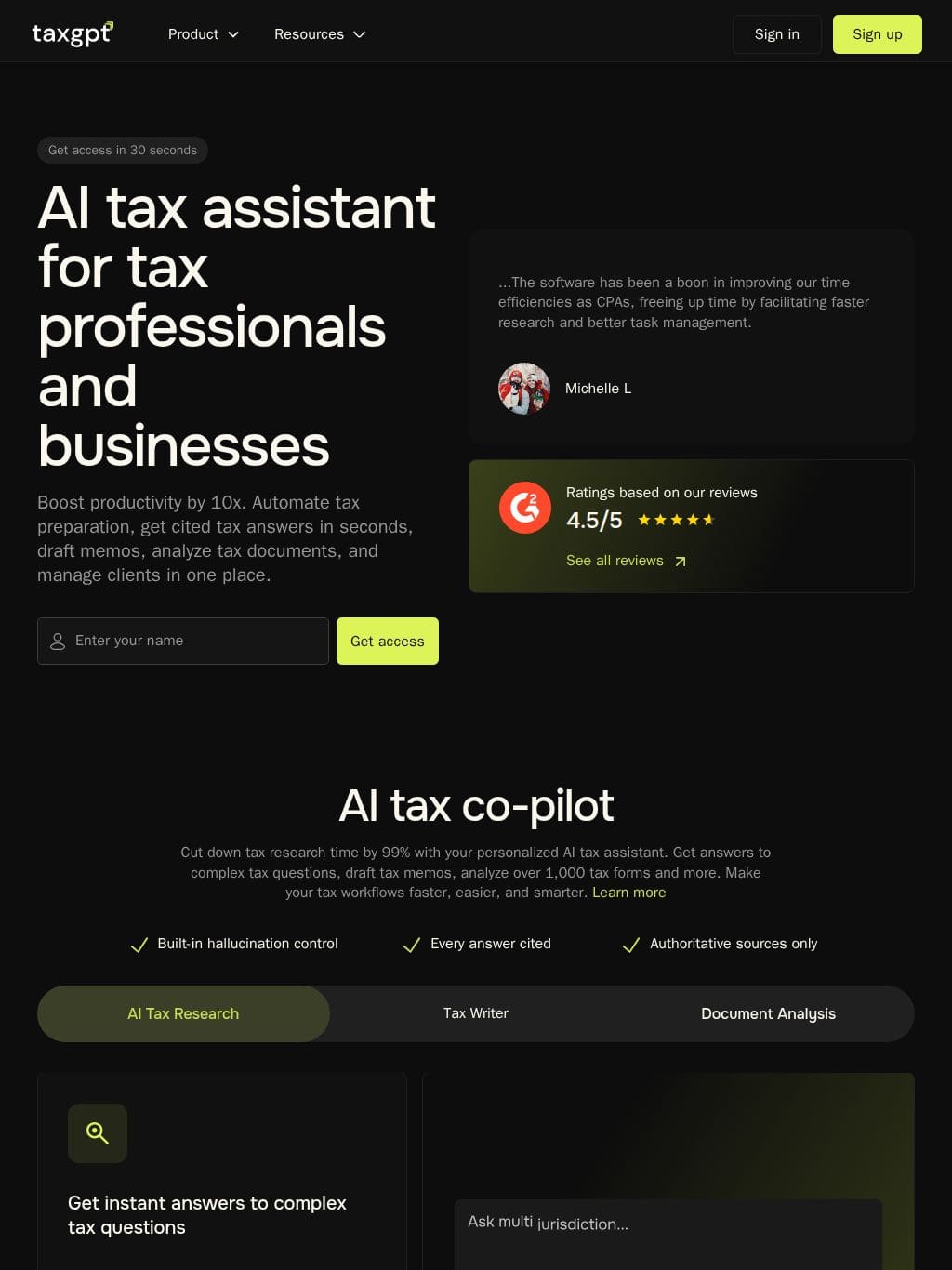 TaxGPT タブレット表示
