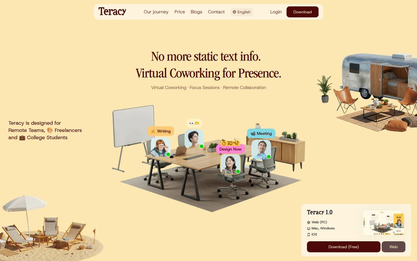 Teracy | The coworking app for remote workers. PC表示
