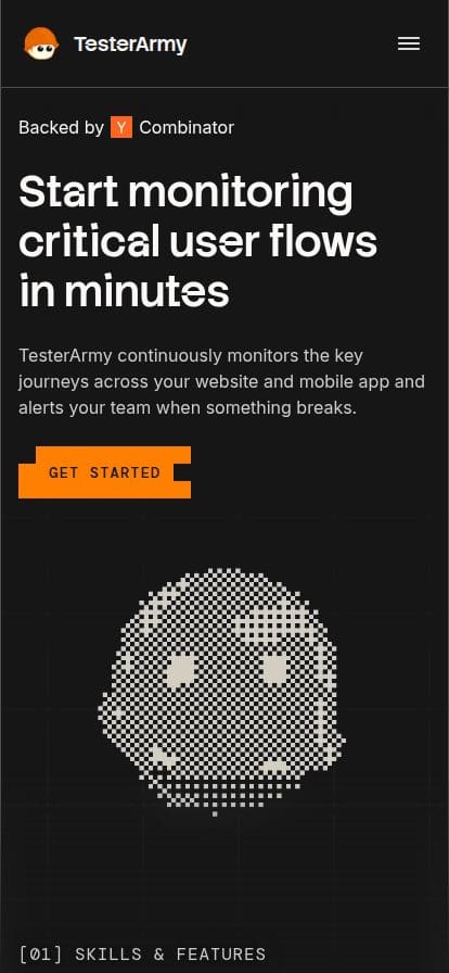 TesterArmy スマホ表示