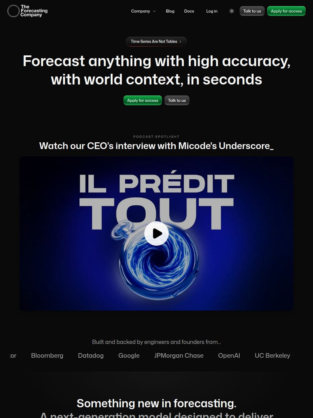 The Forecasting Company タブレット表示