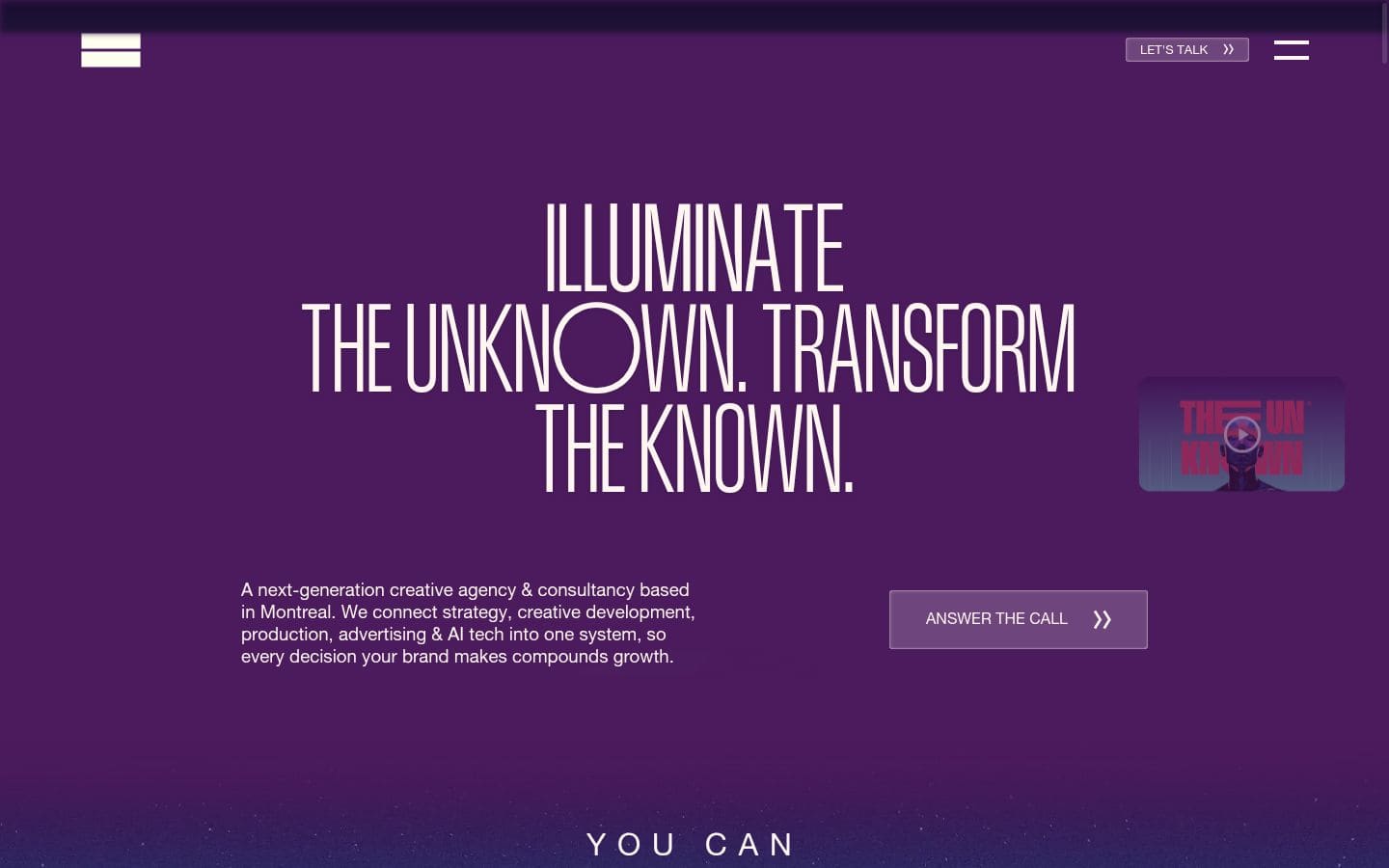 THE UN KNOWN® Next Gen Creative Agency PC表示