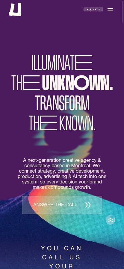 THE UN KNOWN® Next Gen Creative Agency スマホ表示