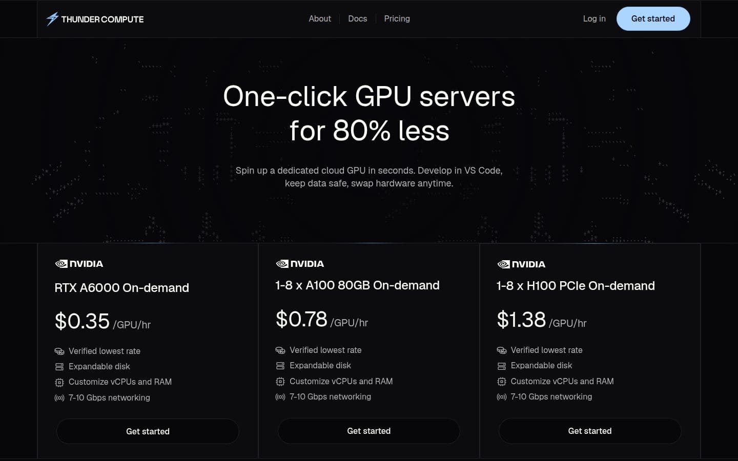 Thunder Compute PC表示