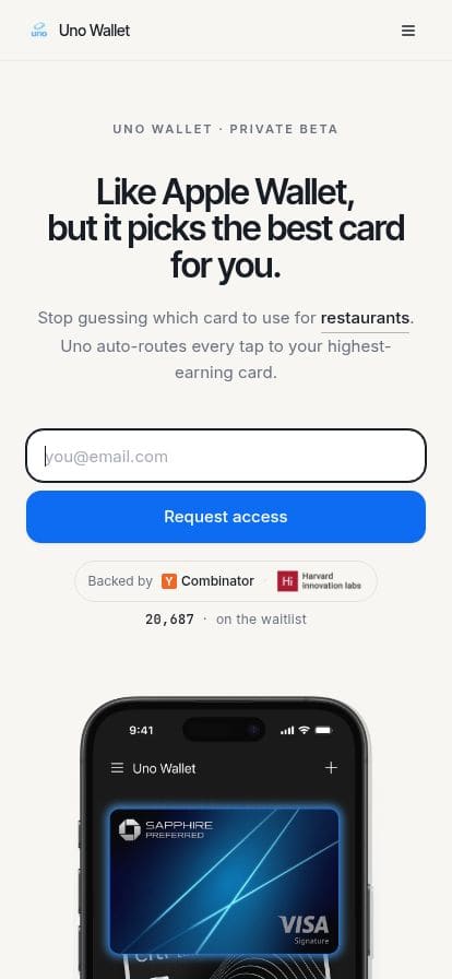 Uno Wallet スマホ表示
