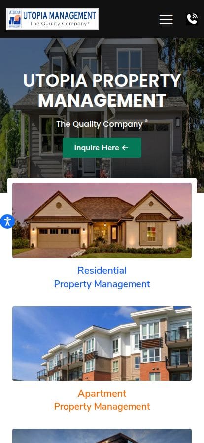 Utopia Property Management スマホ表示