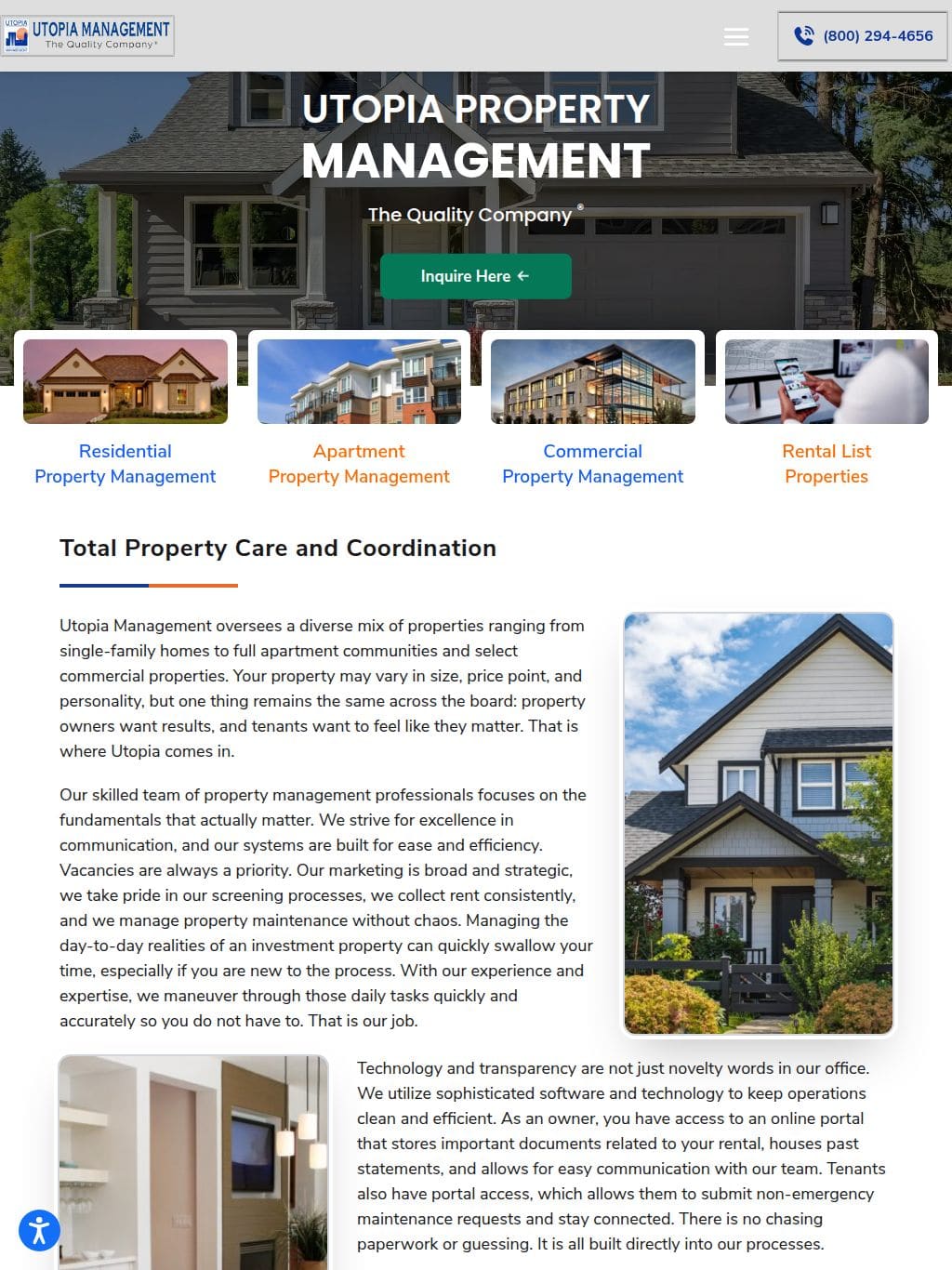Utopia Property Management タブレット表示