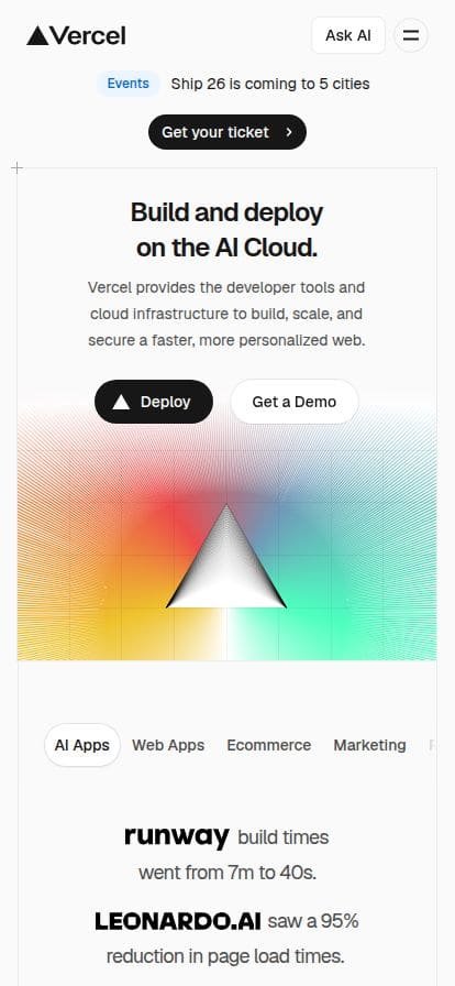 Vercel スマホ表示