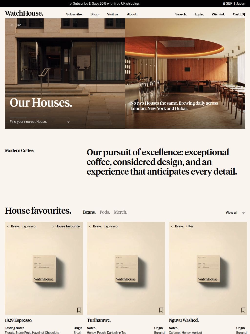 WatchHouse タブレット表示