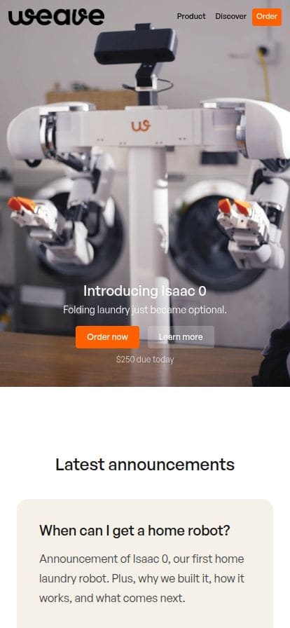 Weave Robotics スマホ表示