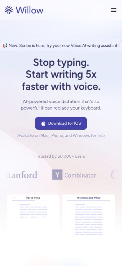 Willow スマホ表示