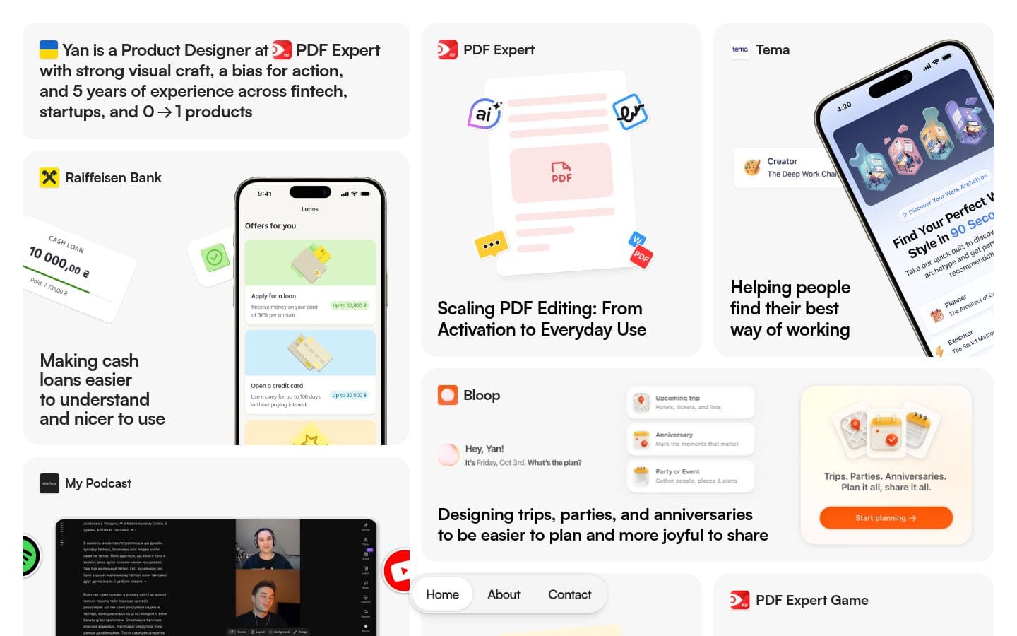 Yan Hladchenko | Product Designer PC表示