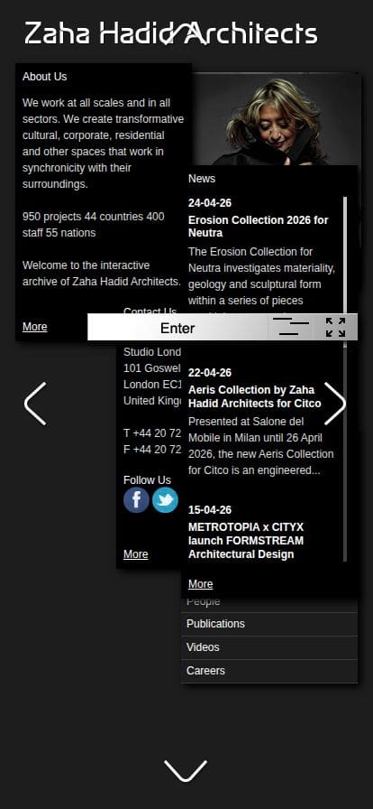 Zaha Hadid Architects スマホ表示