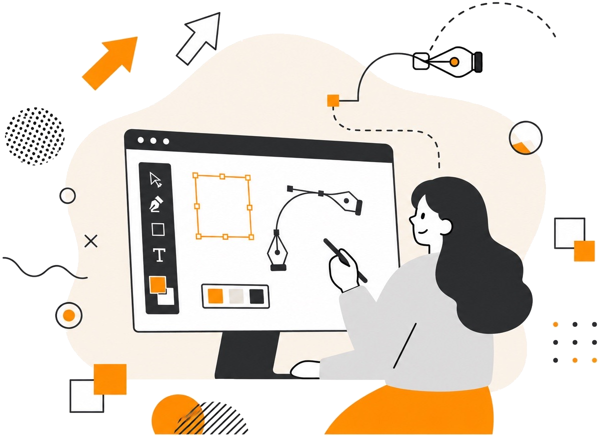 Illustmakerでベクターデザイン作成中のイラスト